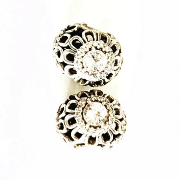 Pandora Accessories - PAIR of Pandora charm " Brilliant Floral " openwork, retired